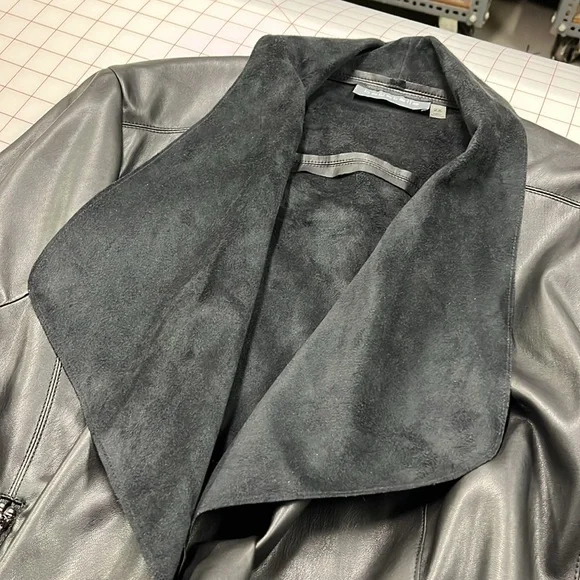 BAGATELLE Faux Leather & Suede Waterfall Minimalist Rib SLV Urban Chic Jacket 2X - Picture 9 of 16